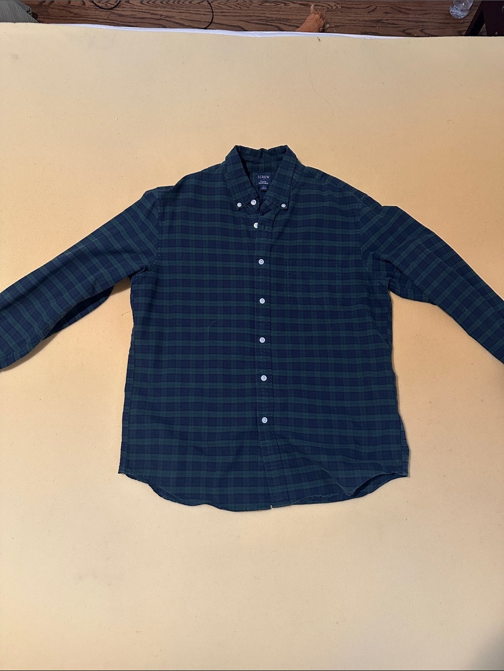 J. Crew Green and Navy Plaid Button-Down Shirt